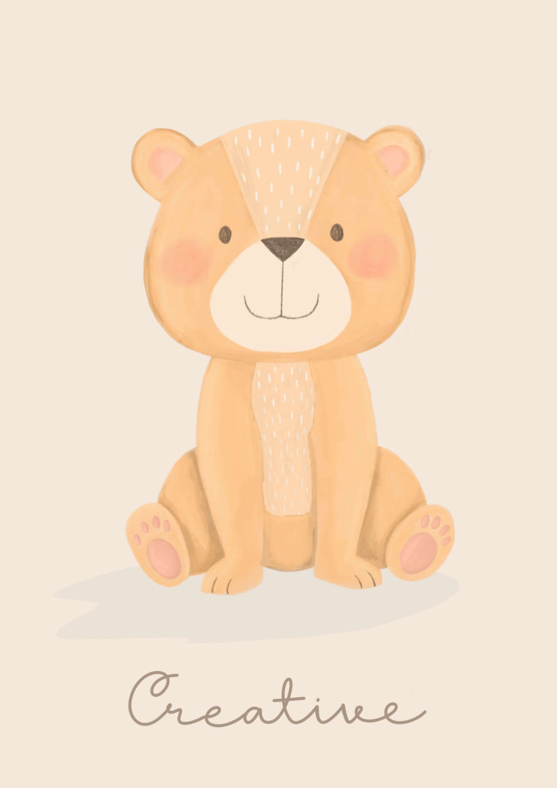 Barney Bear Animal Illustration Nursery Print