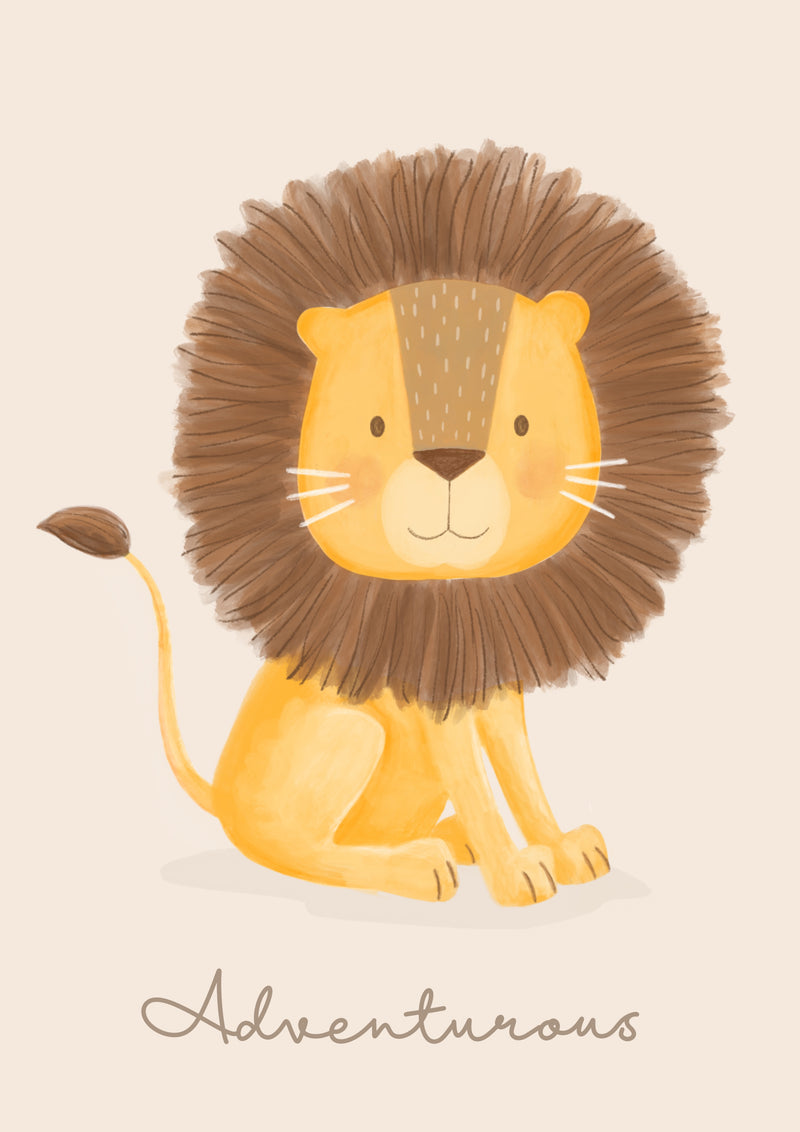 Louie Lion Animal Illustration Nursery Print