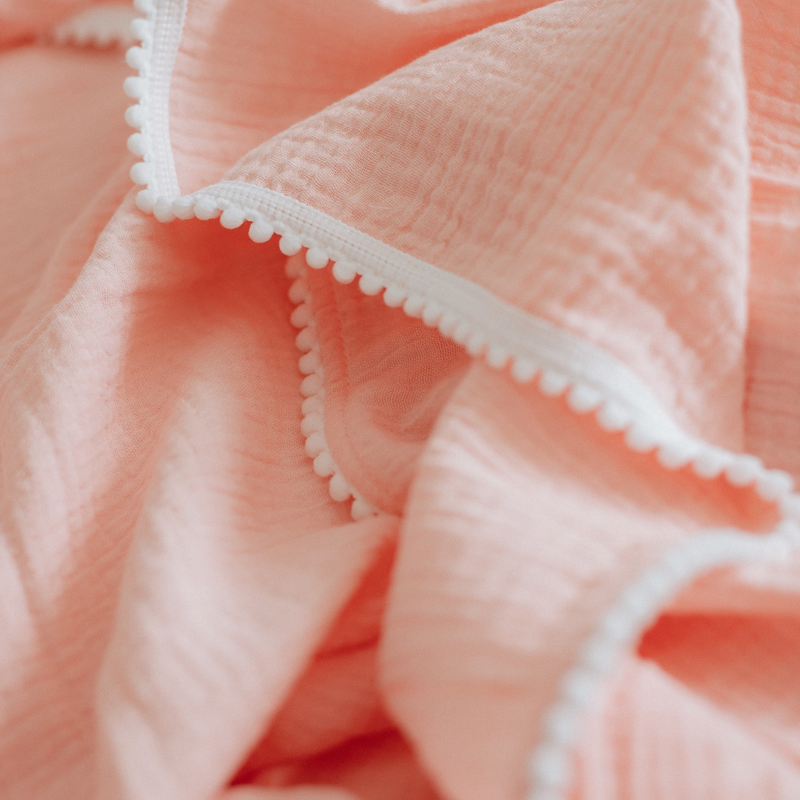 Pink Pom Pom Swaddle Blanket