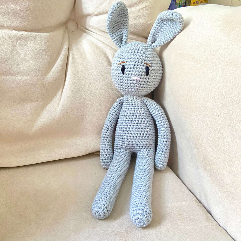 Grey handmade crochet bunny toy