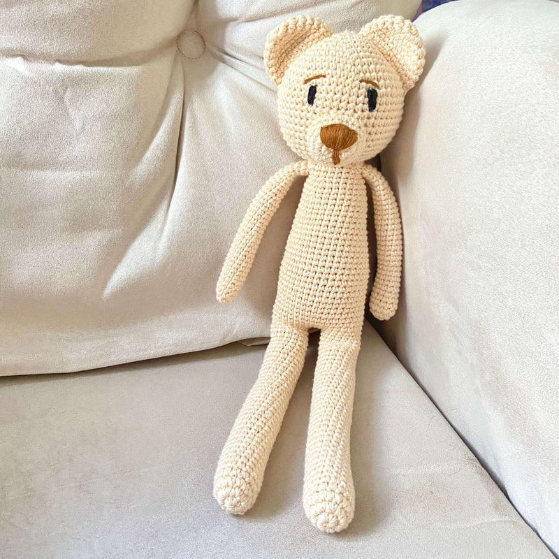 Cream Handmade Crochet Bear Toy