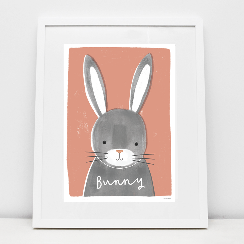 Pink Bella Bunny Animal Illustration Nursery Print
