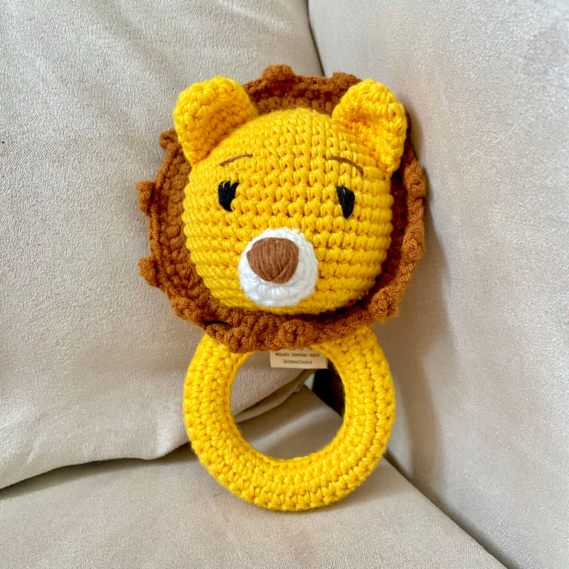 Louie Lion Handmade Crochet Rattle